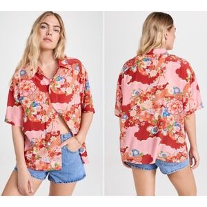 RE/DONE Aloha Hawaiian Shirt Women XS Scarlett Floral Button Up Relaxed Oversize